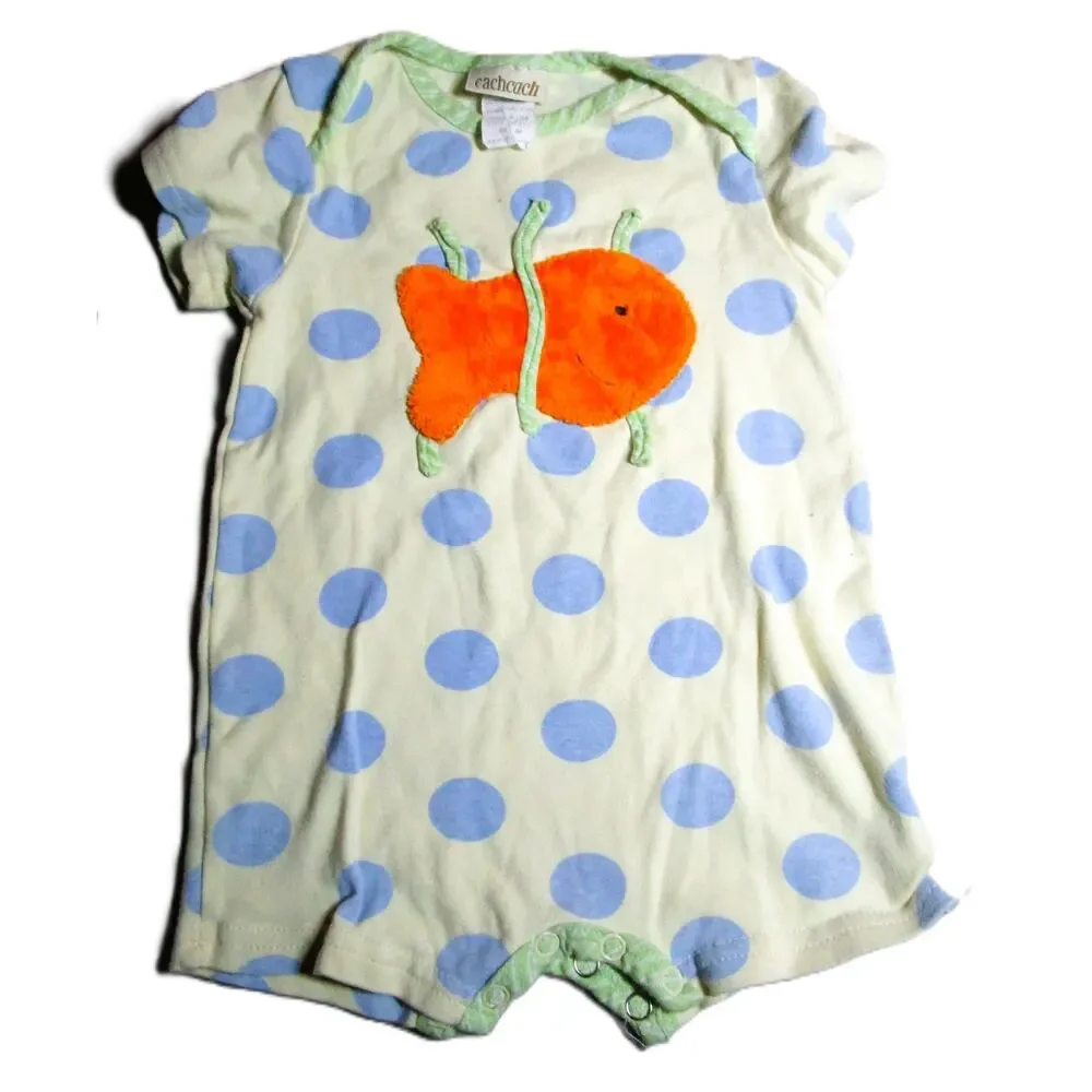 Baby Bodysuit Bundle Shark, Goldfish & Stripes Three Cotton One‑Pieces, Size 12M